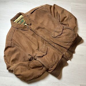 Vintage G-lll Classic Leather Men's Brown Bomber Jacket Size XL Map Lined